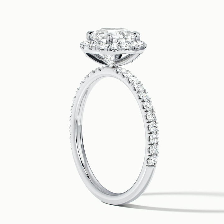 Hailey 2 Carat Round Cut Halo Moissanite Engagement Ring in 18k White Gold