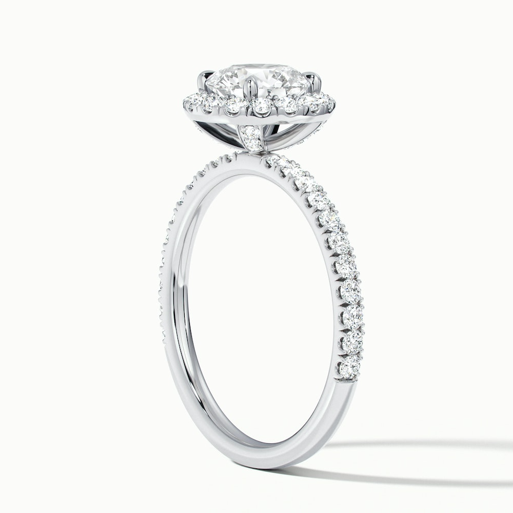 Hailey 5 Carat Round Cut Halo Moissanite Engagement Ring in 10k White Gold