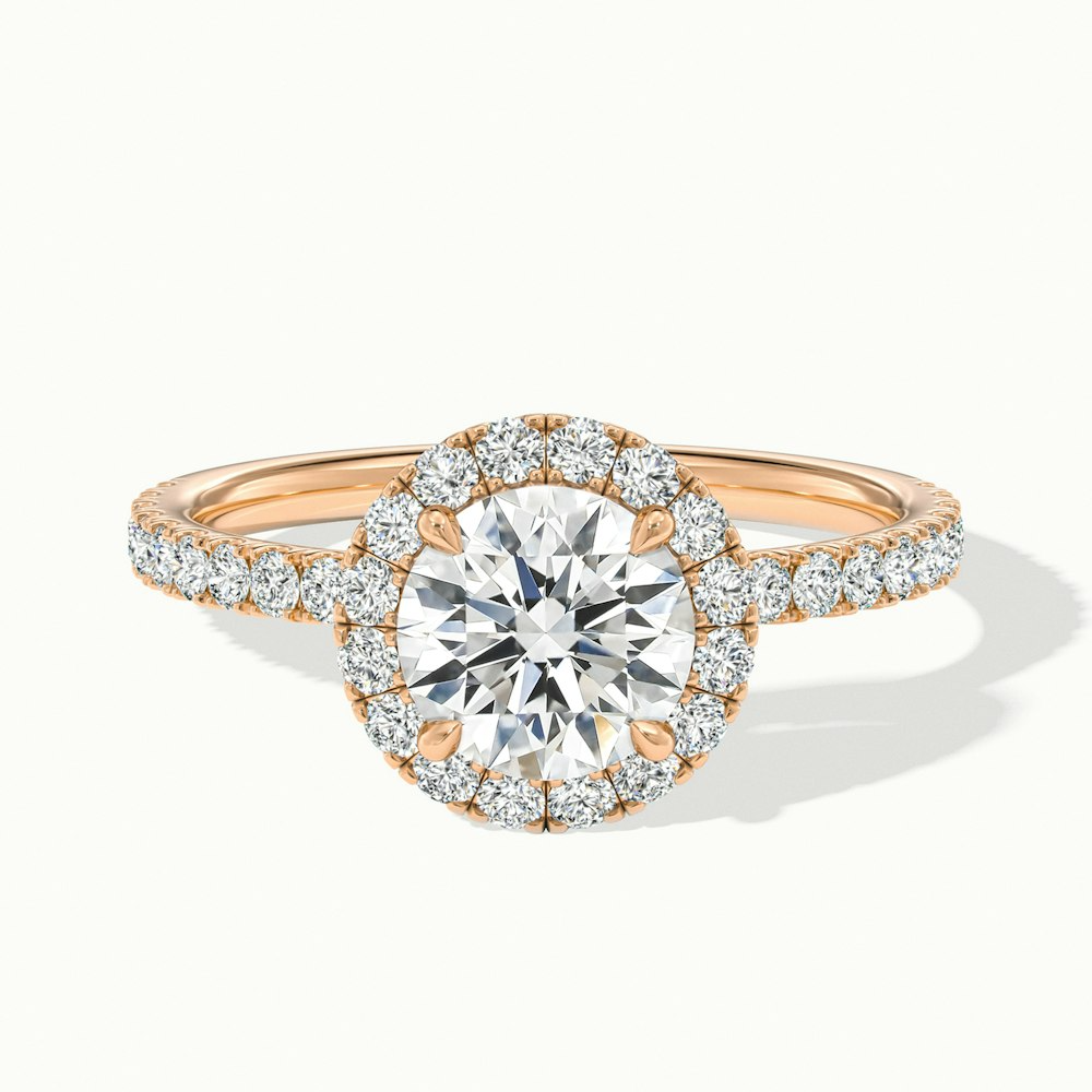 Jade 5 Carat Round Cut Halo Lab Grown Diamond Ring in 10k Rose Gold