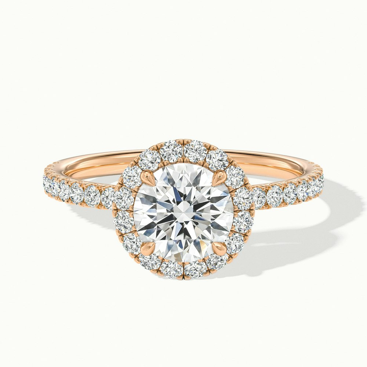 Hailey 1.5 Carat Round Cut Halo Moissanite Engagement Ring in 10k Rose Gold