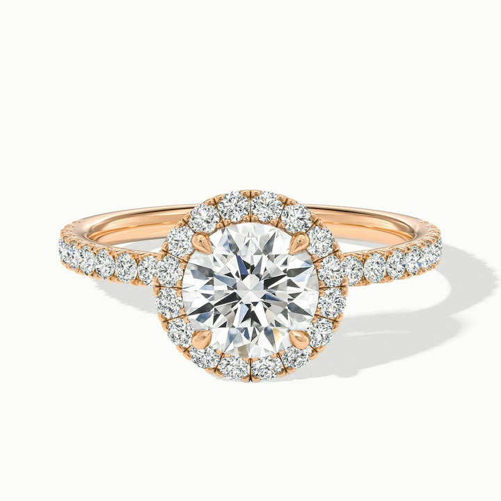 Jade 2.5 Carat Round Cut Halo Lab Grown Diamond Ring in 10k Rose Gold