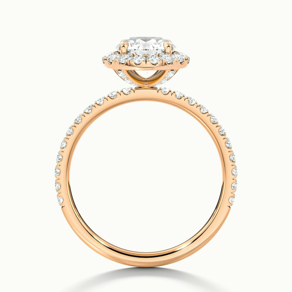 Jade 2 Carat Round Cut Halo Lab Grown Diamond Ring in 14k Rose Gold