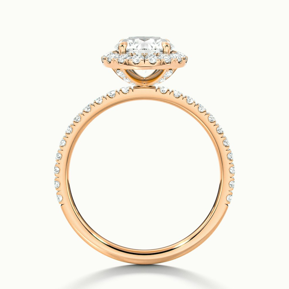 Jade 1.5 Carat Round Cut Halo Lab Grown Diamond Ring in 10k Rose Gold