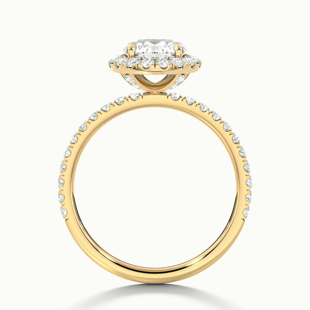 Jade 1 Carat Round Cut Halo Lab Grown Diamond Ring in 10k Yellow Gold