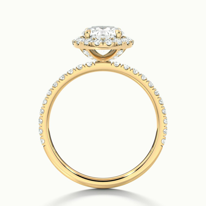 Jade 2.5 Carat Round Cut Halo Lab Grown Diamond Ring in 10k Yellow Gold