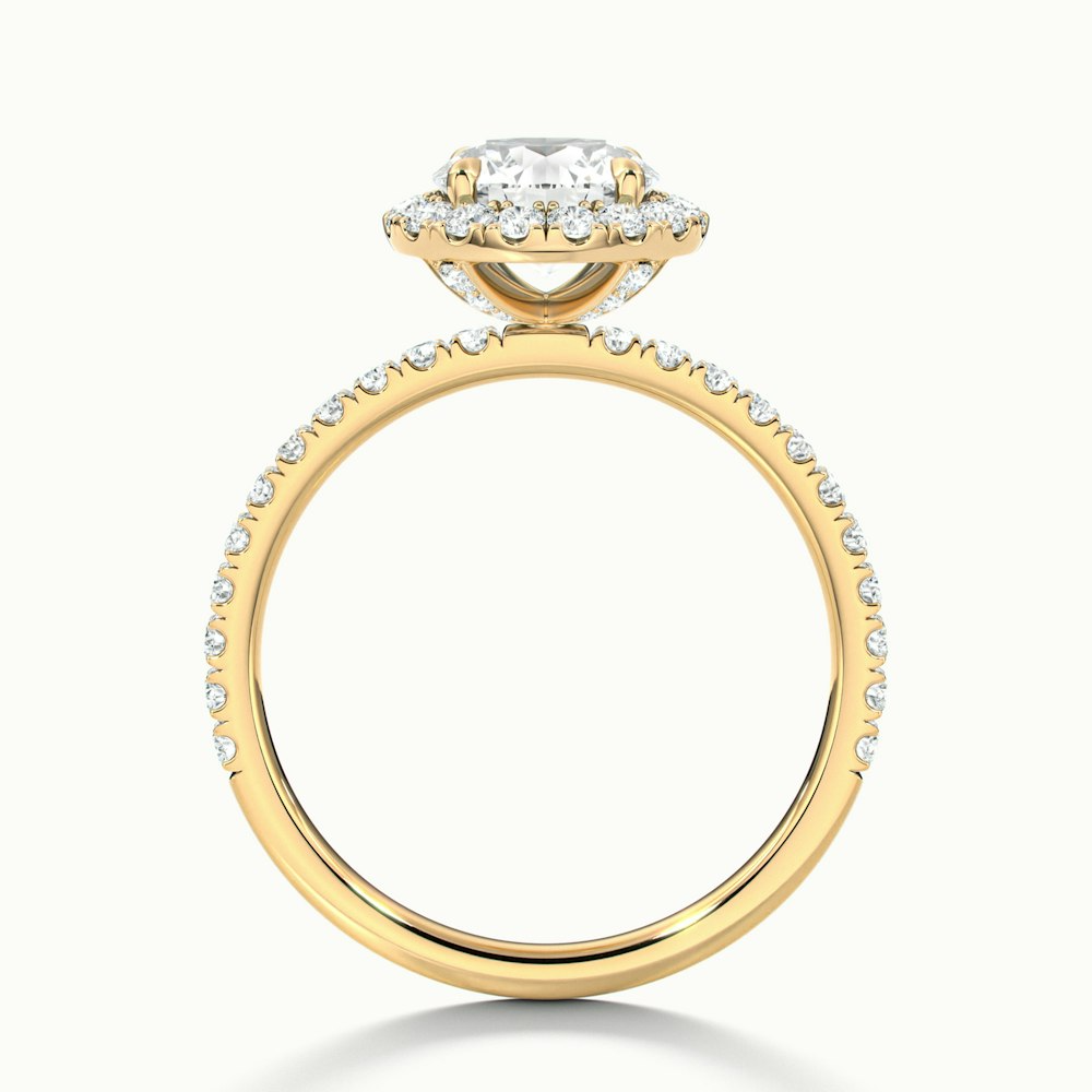 Jade 2 Carat Round Cut Halo Lab Grown Diamond Ring in 10k Yellow Gold