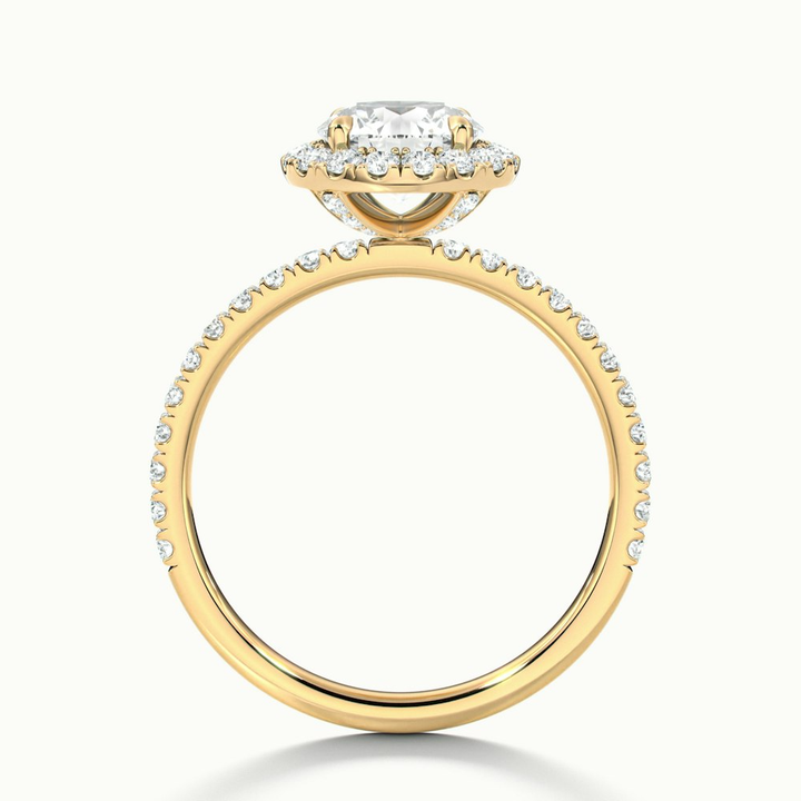 Jade 2 Carat Round Cut Halo Lab Grown Diamond Ring in 10k Yellow Gold