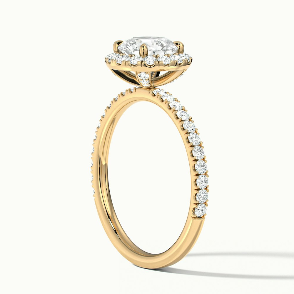 Jade 2.5 Carat Round Cut Halo Lab Grown Diamond Ring in 10k Yellow Gold