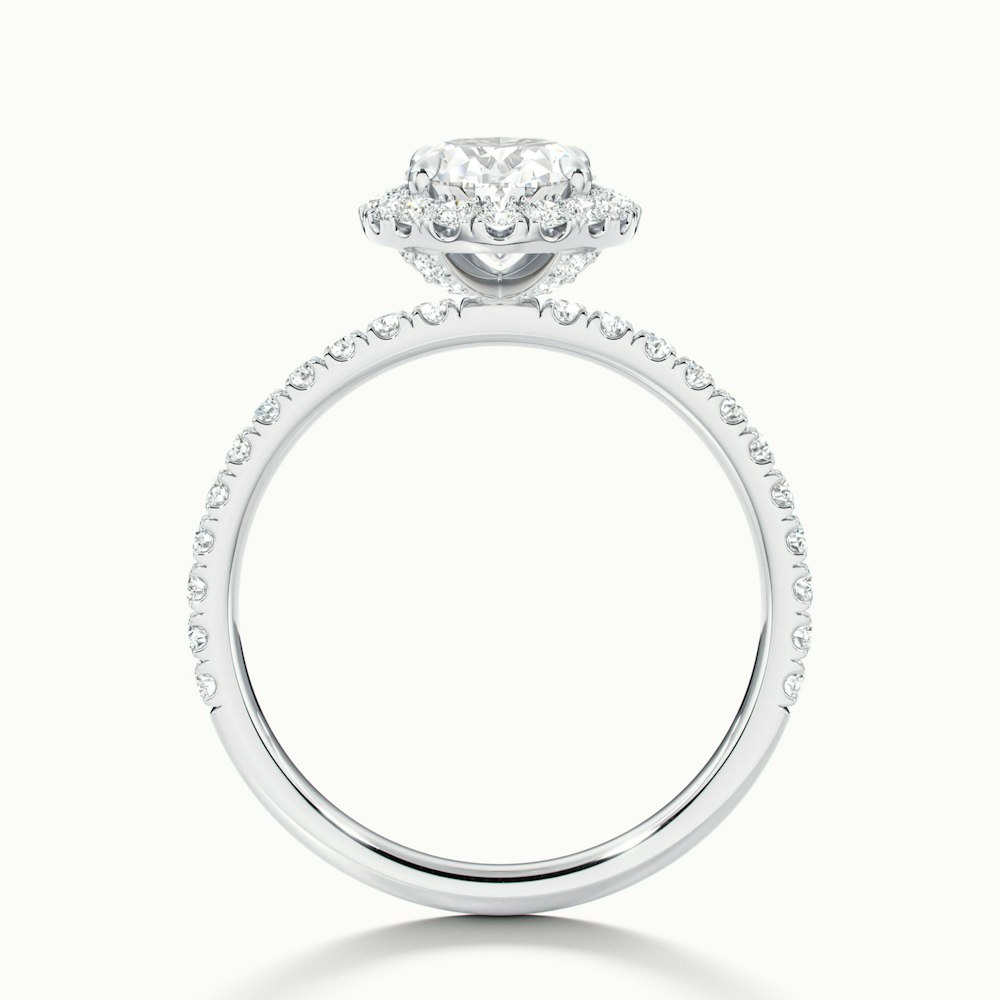 Jany 4 Carat Oval Halo Pave Lab Grown Diamond Ring in 10k White Gold