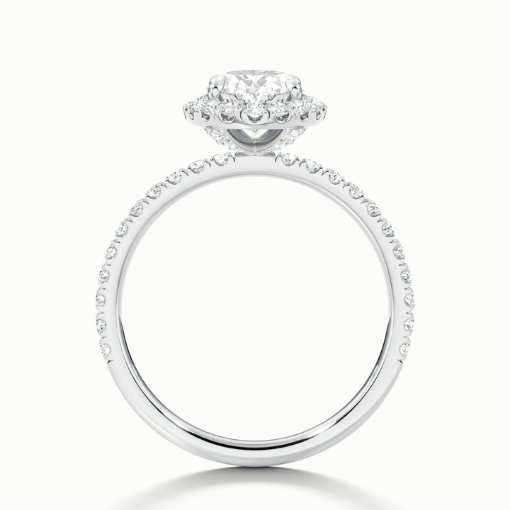 Jany 4 Carat Oval Halo Pave Lab Grown Diamond Ring in 10k White Gold