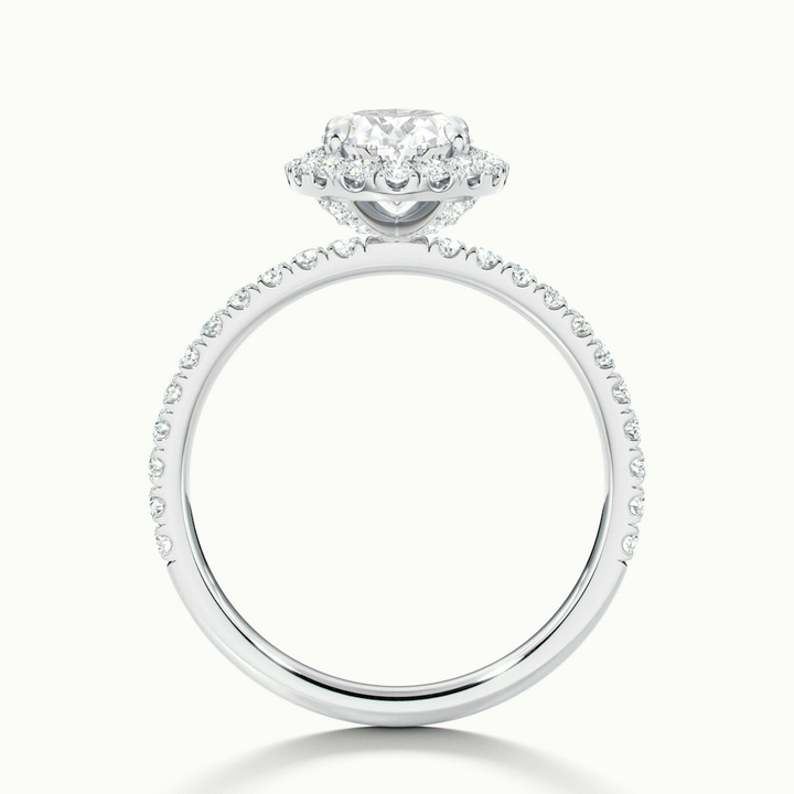 Grace 2 Carat Oval Halo Pave Moissanite Engagement Ring in 10k White Gold