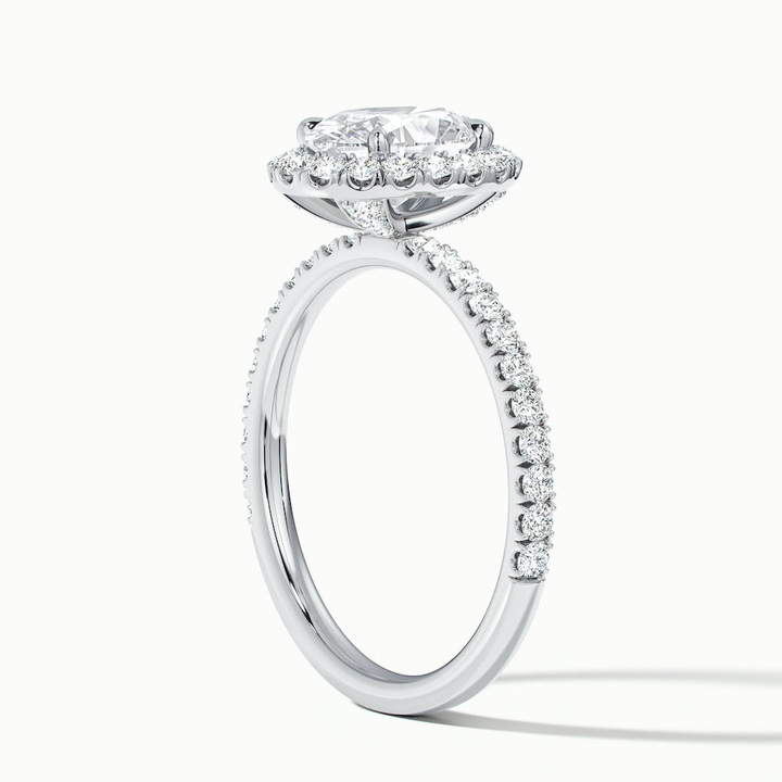 Jany 1.5 Carat Oval Halo Pave Lab Grown Diamond Ring in Platinum