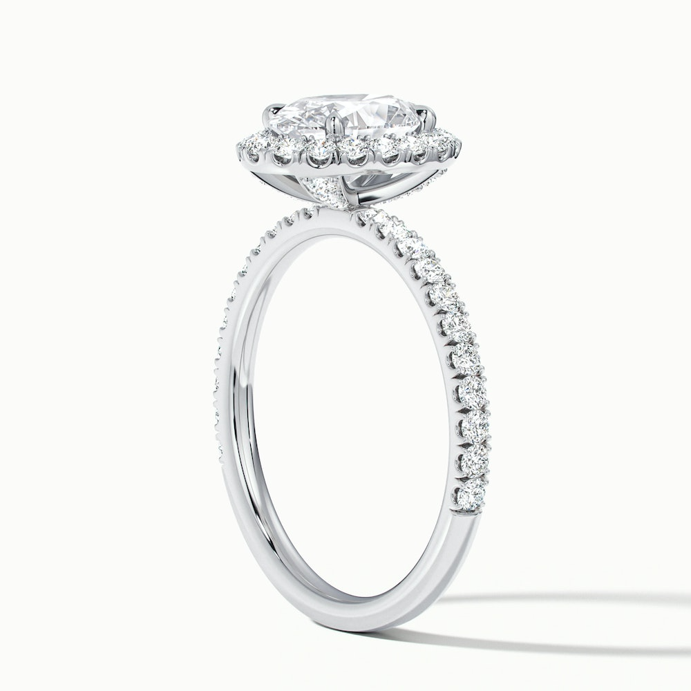 Grace 5.5 Carat Oval Halo Pave Moissanite Engagement Ring in 18k White Gold