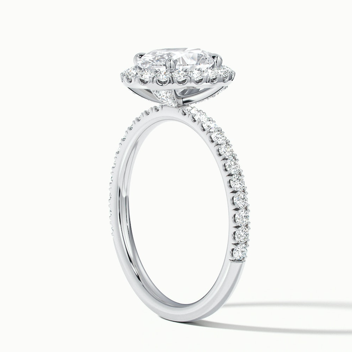Grace 3 Carat Oval Halo Pave Moissanite Engagement Ring in 10k White Gold
