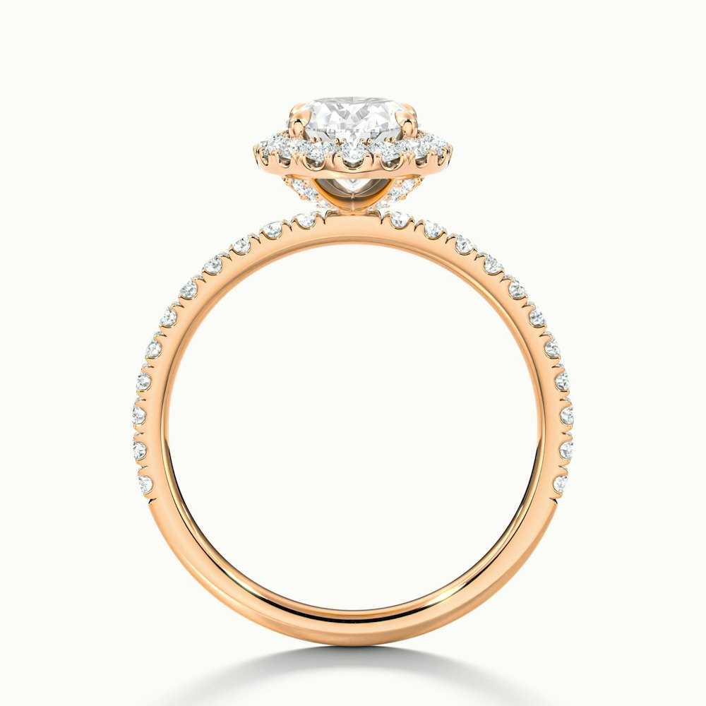 Grace 2.5 Carat Oval Halo Pave Moissanite Engagement Ring in 14k Rose Gold