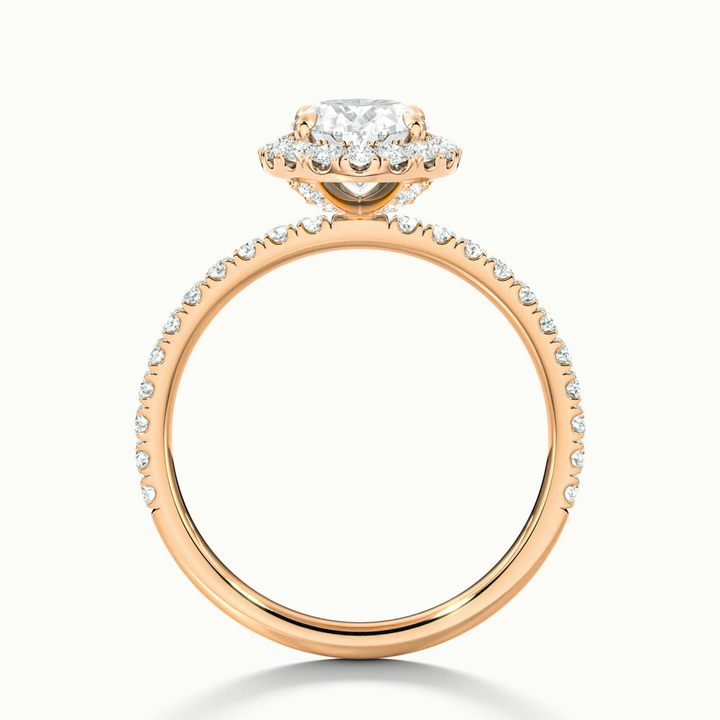 Grace 2.5 Carat Oval Halo Pave Moissanite Engagement Ring in 14k Rose Gold