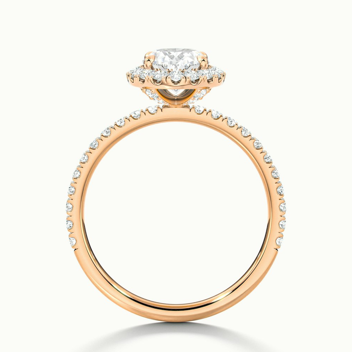 Grace 2.5 Carat Oval Halo Pave Moissanite Engagement Ring in 10k Rose Gold