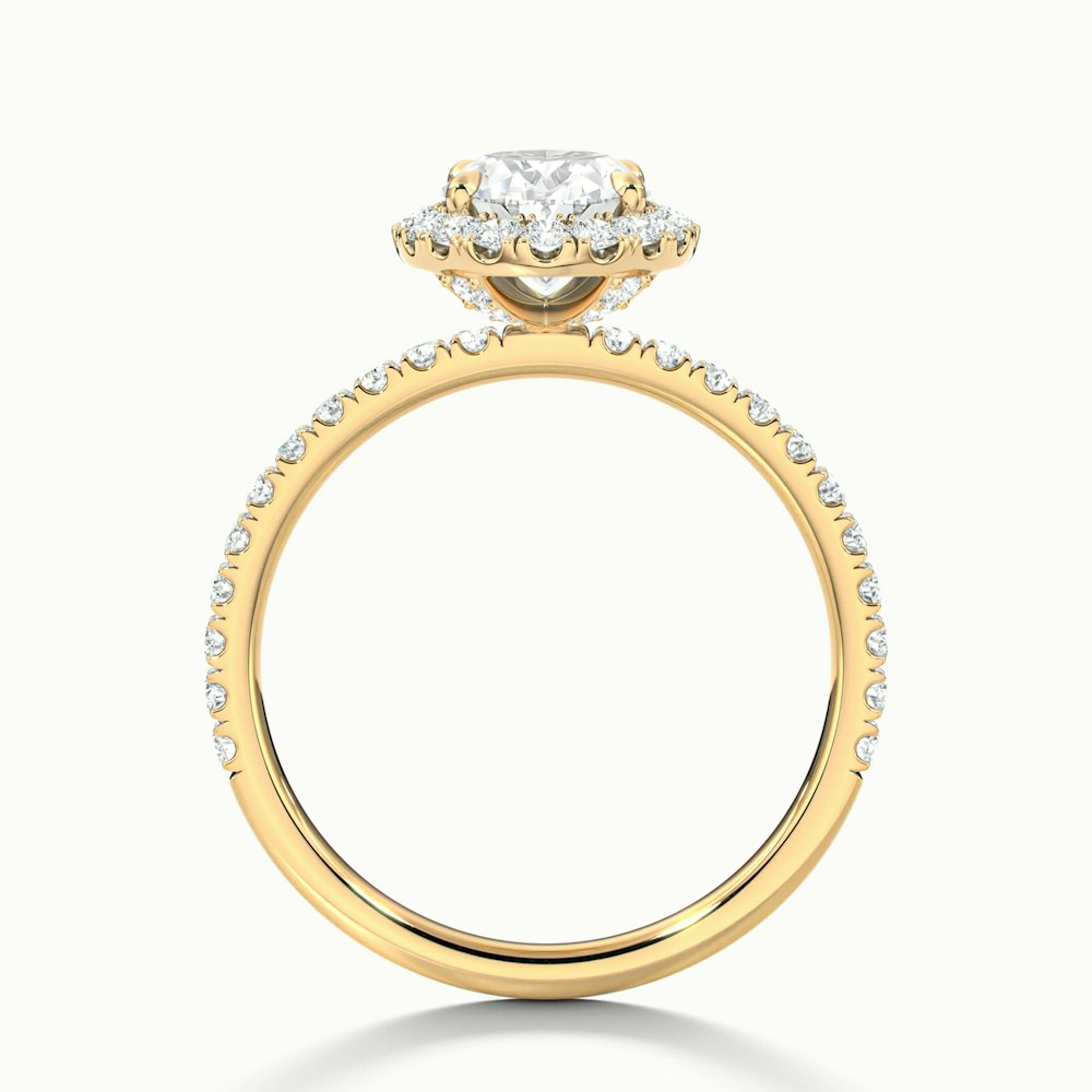 Grace 4.5 Carat Oval Halo Pave Moissanite Engagement Ring in 10k Yellow Gold