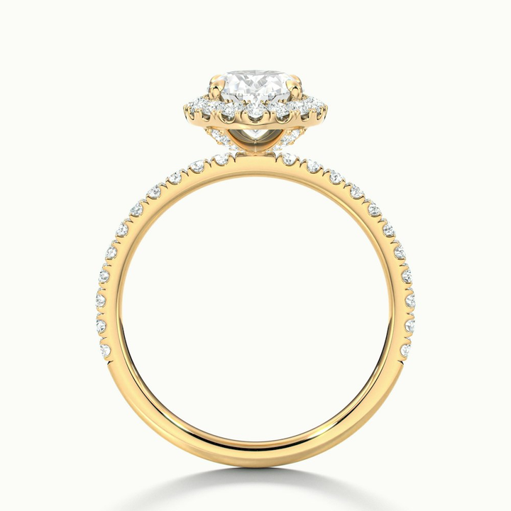 Grace 1.5 Carat Oval Halo Pave Moissanite Engagement Ring in 10k Yellow Gold