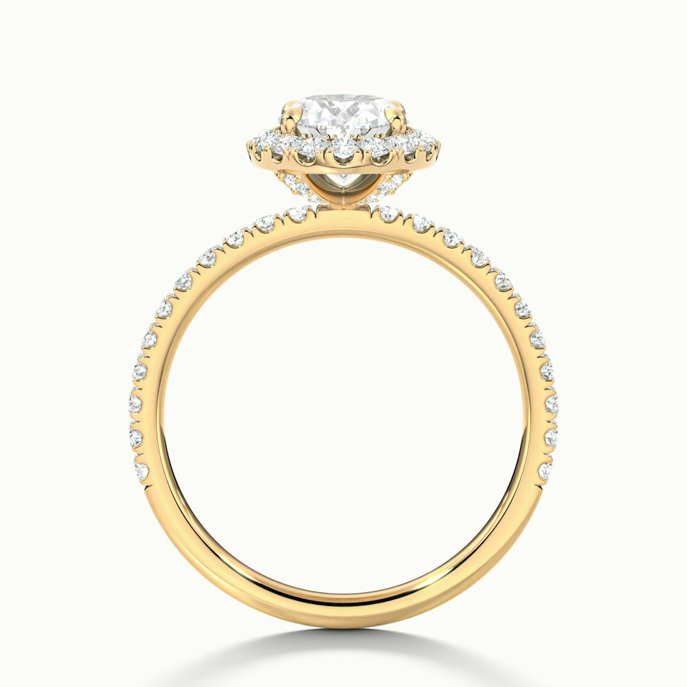 Grace 2 Carat Oval Halo Pave Moissanite Engagement Ring in 10k Yellow Gold