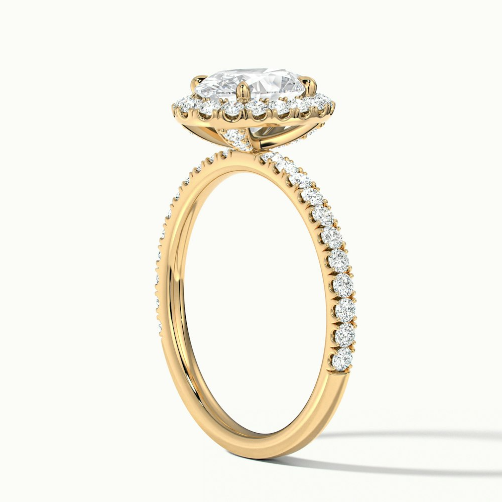 Grace 1.5 Carat Oval Halo Pave Moissanite Engagement Ring in 10k Yellow Gold