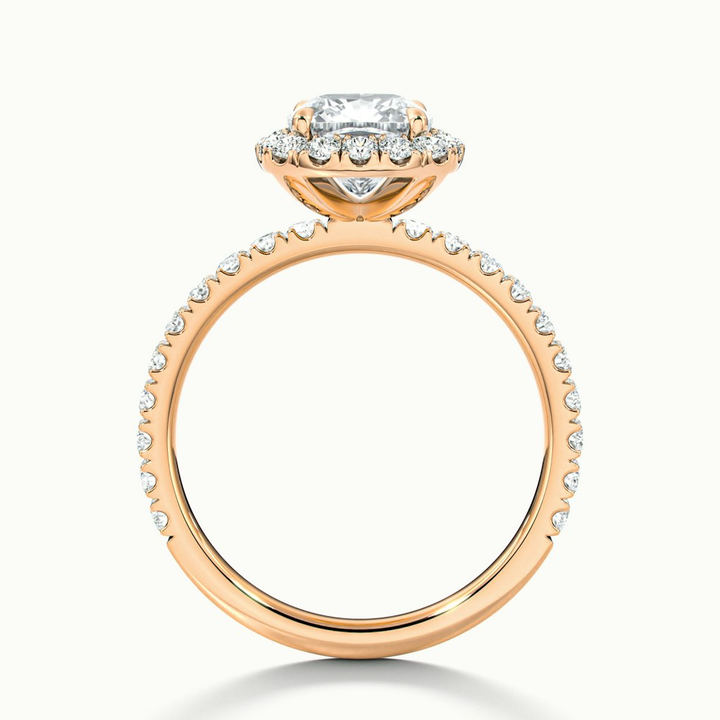 Gina 4 Carat Cushion Cut Halo Scallop Moissanite Engagement Ring in 14k Rose Gold