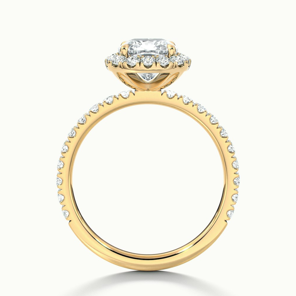 Gina 5 Carat Cushion Cut Halo Scallop Moissanite Engagement Ring in 10k Yellow Gold