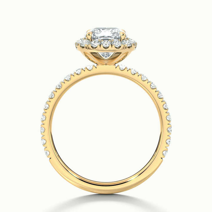 Gina 5 Carat Cushion Cut Halo Scallop Moissanite Engagement Ring in 10k Yellow Gold