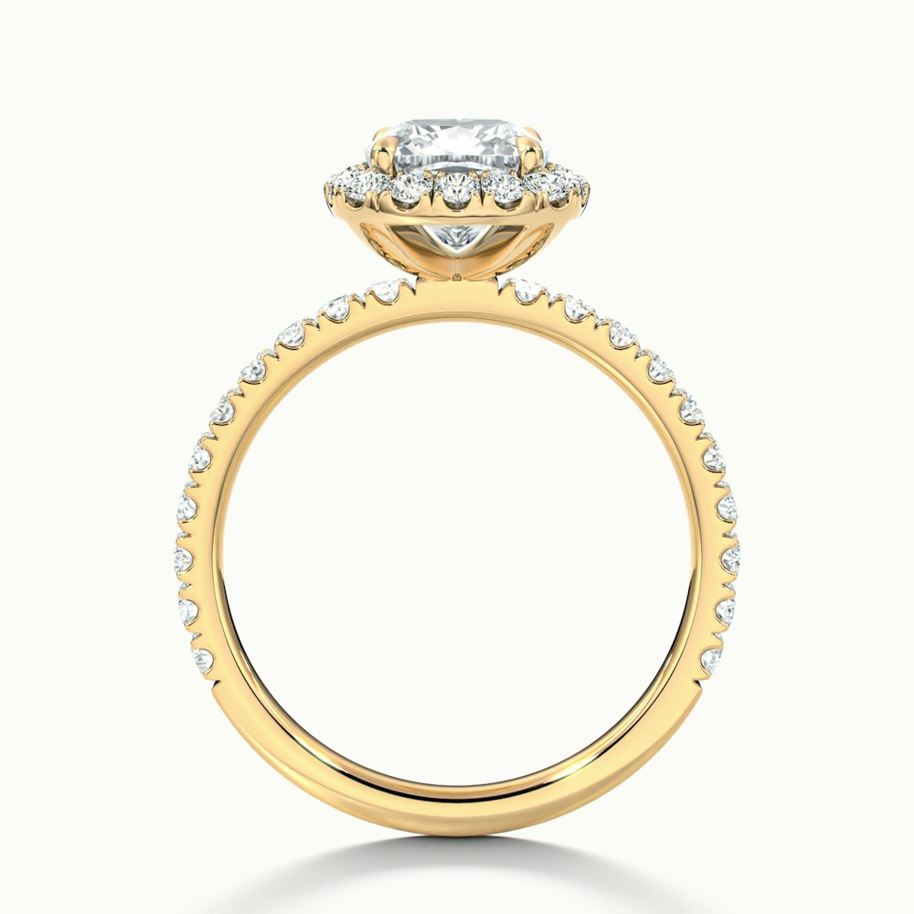 Gina 1.5 Carat Cushion Cut Halo Scallop Moissanite Engagement Ring in 10k Yellow Gold