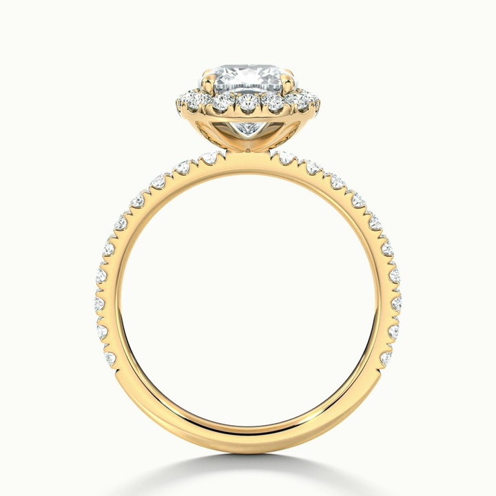 Gina 1 Carat Cushion Cut Halo Scallop Moissanite Engagement Ring in 10k Yellow Gold
