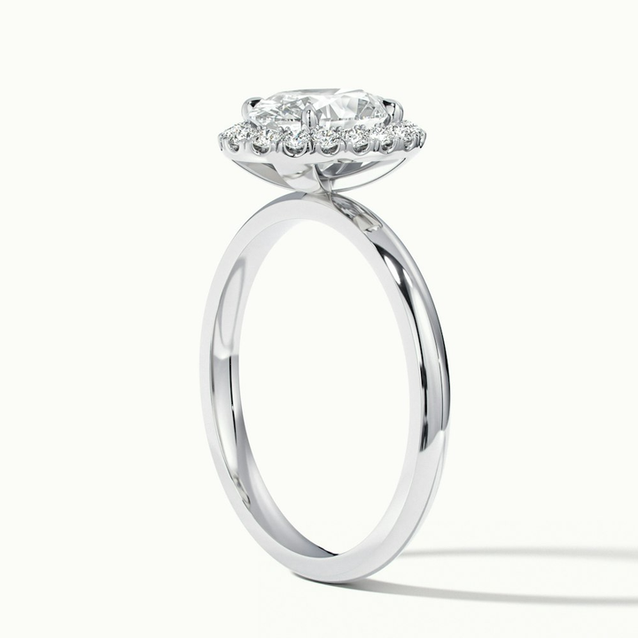 Julia 5 Carat Oval Halo Lab Grown Diamond Ring in 14k White Gold