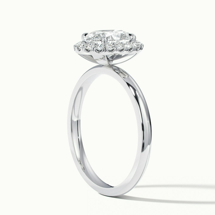 Cris 5 Carat Oval Halo Moissanite Engagement Ring in 10k White Gold