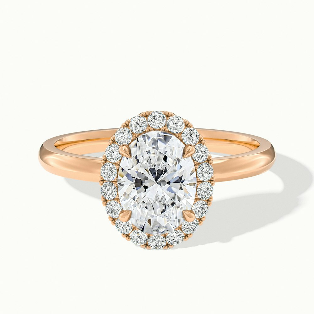 Julia 4.5 Carat Oval Halo Lab Grown Diamond Ring in 14k Rose Gold