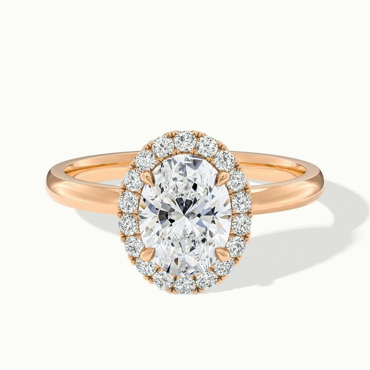 Julia 4 Carat Oval Halo Lab Grown Diamond Ring in 10k Rose Gold