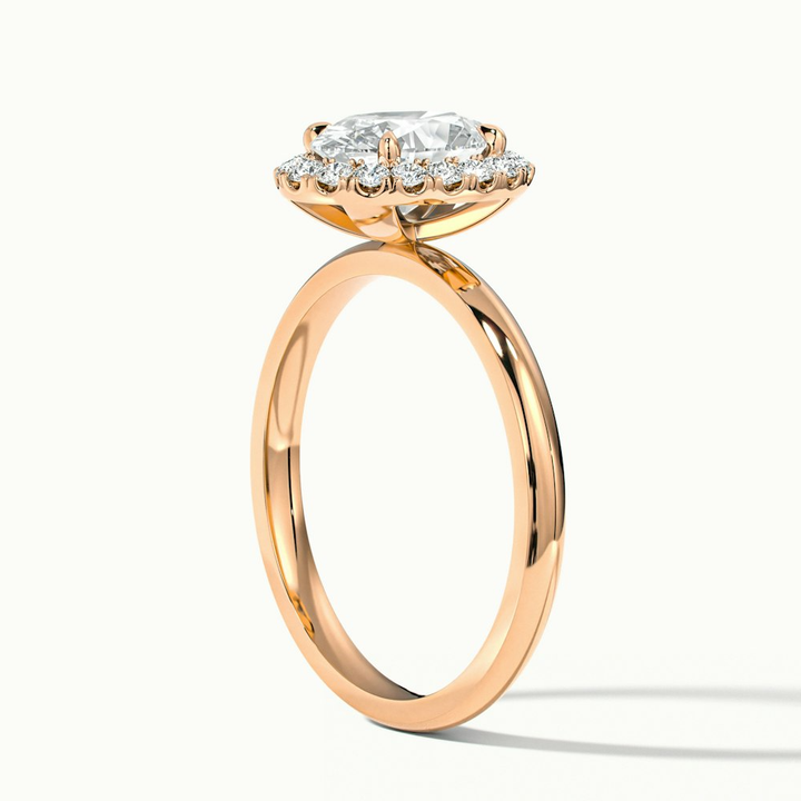 Cris 1 Carat Oval Halo Moissanite Engagement Ring in 18k Rose Gold