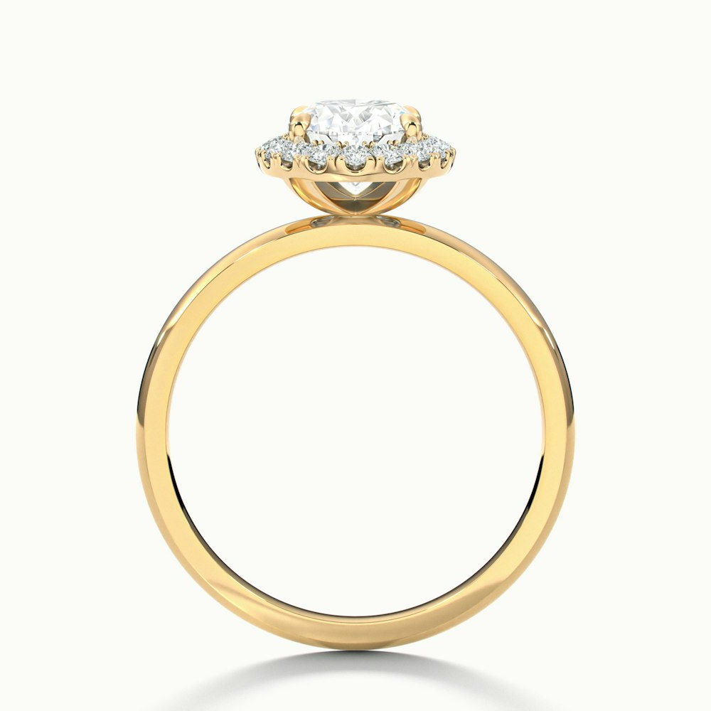 Cris 5 Carat Oval Halo Moissanite Engagement Ring in 18k Yellow Gold