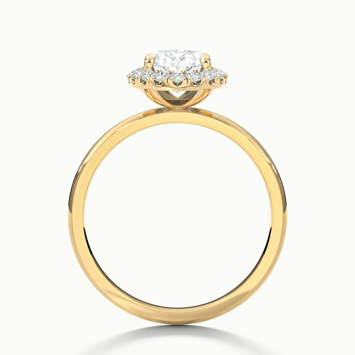 Cris 1 Carat Oval Halo Moissanite Engagement Ring in 10k Yellow Gold