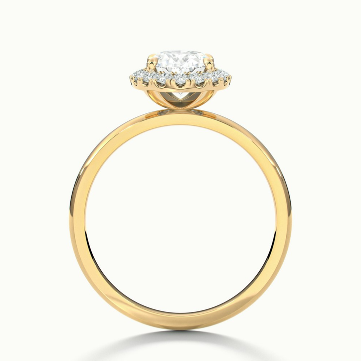 Julia 3.5 Carat Oval Halo Lab Grown Diamond Ring in 14k Yellow Gold