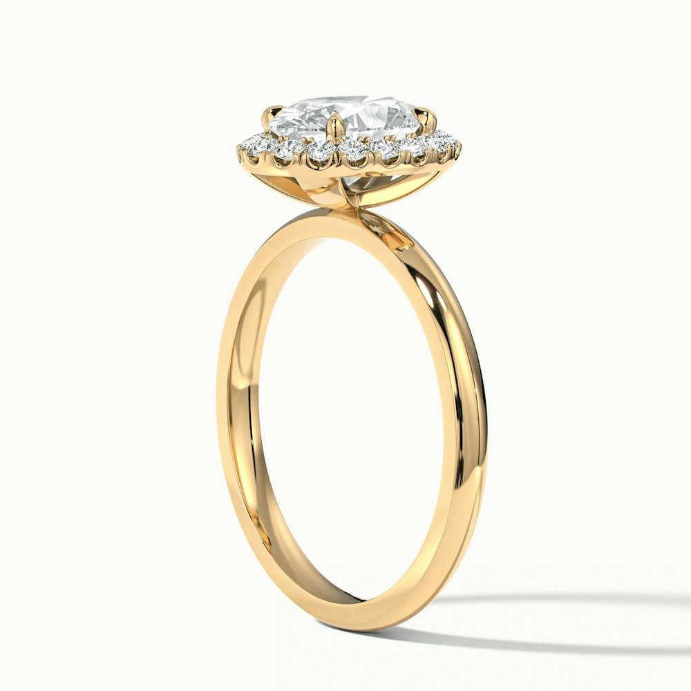 Cris 1.5 Carat Oval Halo Moissanite Engagement Ring in 14k Yellow Gold