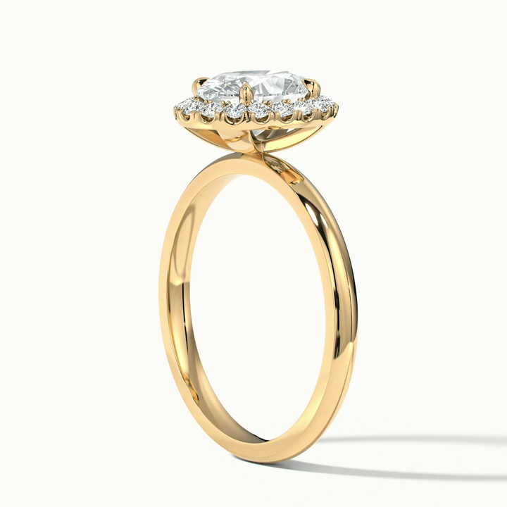 Cris 3 Carat Oval Halo Moissanite Engagement Ring in 14k Yellow Gold