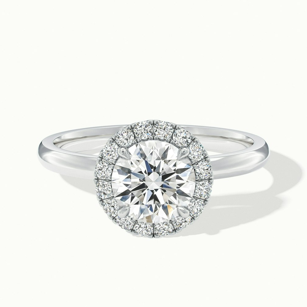 Cora 3 Carat Round Halo Moissanite Engagement Ring in 18k White Gold