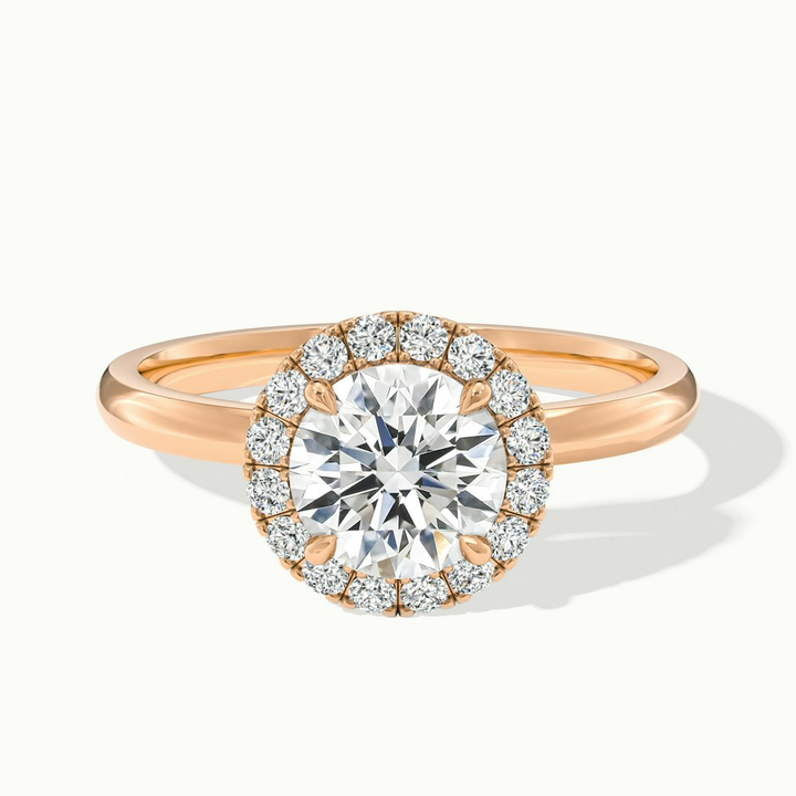 Cora 1.5 Carat Round Halo Moissanite Engagement Ring in 10k Rose Gold
