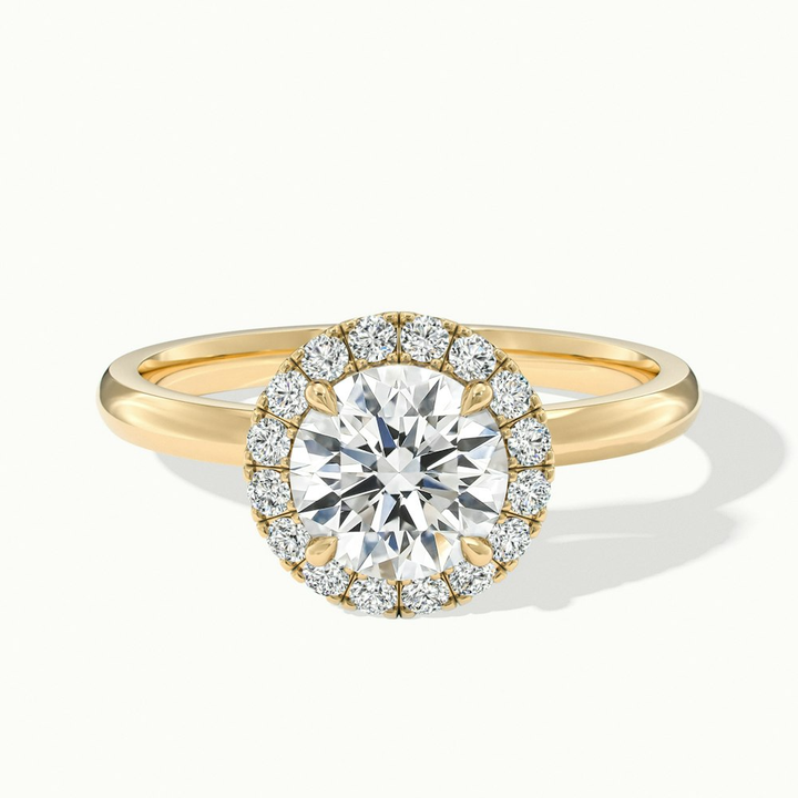 Kara 4 Carat Round Halo Lab Grown Diamond Ring in 10k Yellow Gold