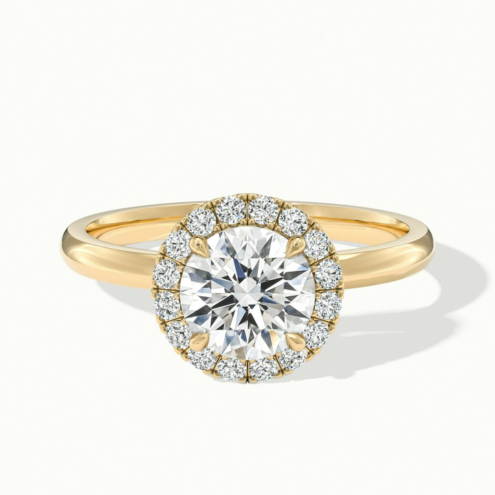 Cora 1.5 Carat Round Halo Moissanite Engagement Ring in 18k Yellow Gold