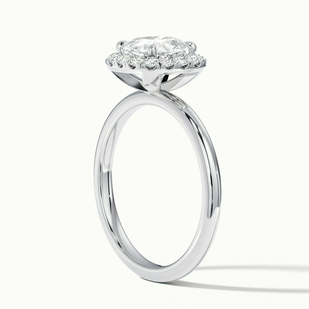 Claire 2 Carat Cushion Cut Halo Moissanite Engagement Ring in 18k White Gold