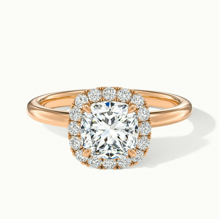 Nora 5 Carat Cushion Cut Halo Lab Grown Diamond Ring in 10k Rose Gold