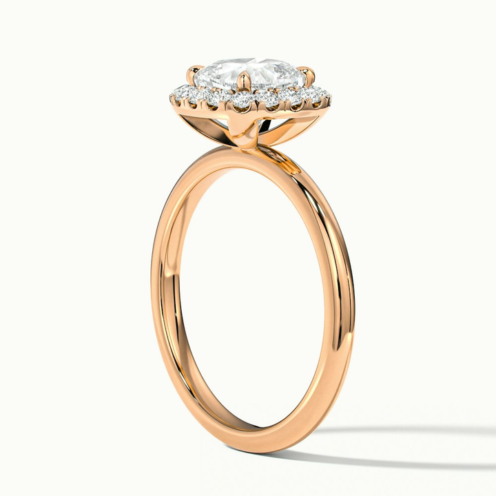 Claire 1 Carat Cushion Cut Halo Moissanite Engagement Ring in 18k Rose Gold