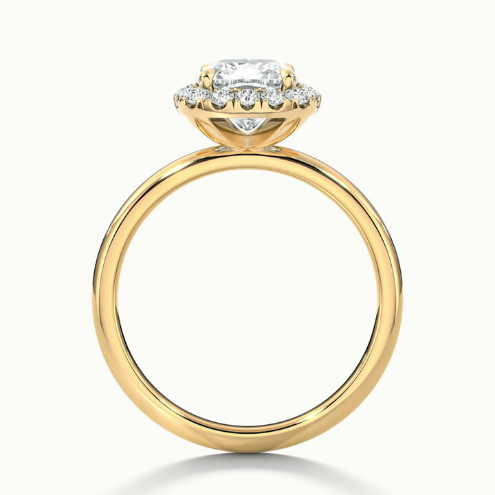 Claire 5 Carat Cushion Cut Halo Moissanite Engagement Ring in 18k Yellow Gold