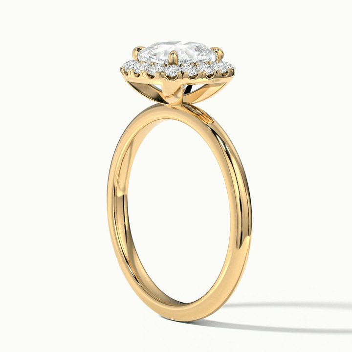 Nora 1 Carat Cushion Cut Halo Lab Grown Diamond Ring in 10k Yellow Gold