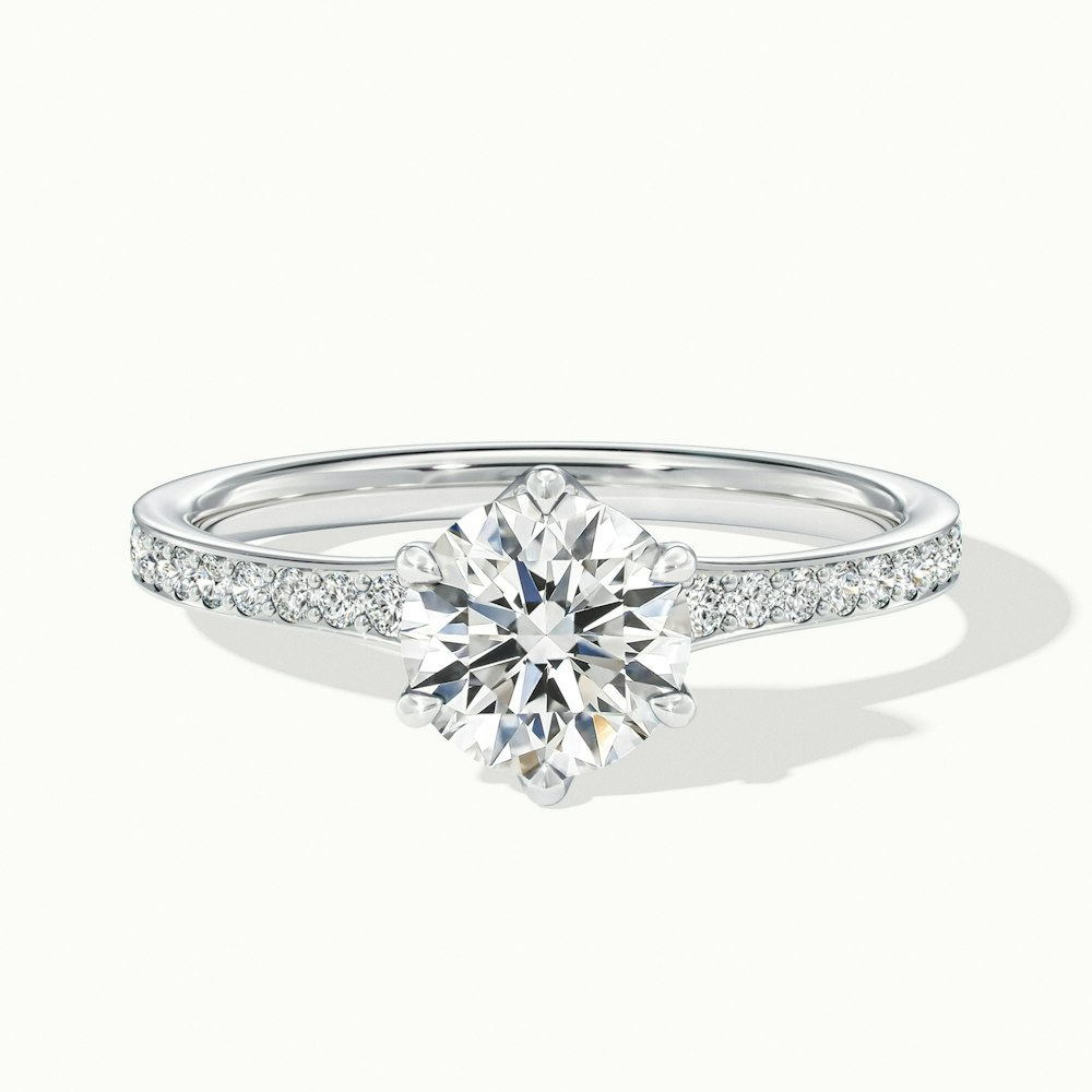 Kyra 4 Carat Round Solitaire Pave Lab Grown Diamond Ring in Platinum